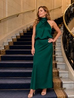 Nopal Sleeveless Draped Neck Midi Dress
