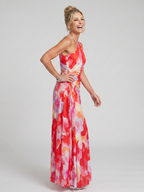 Taya One Shoulder Pleated Bodice Midi Dress