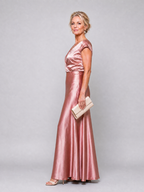 Samouse Cap Sleeve Wrap Bodice Maxi Dress