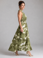 Olivia Gathered Waist Abstract Print Midi Dress