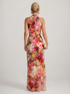Elisabetta Halter Neck Floral Print Maxi Dress