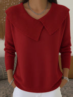 Warm Jumper with Soft Collar for Women