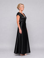 Samouse Cap Sleeve Wrap Bodice Maxi Dress