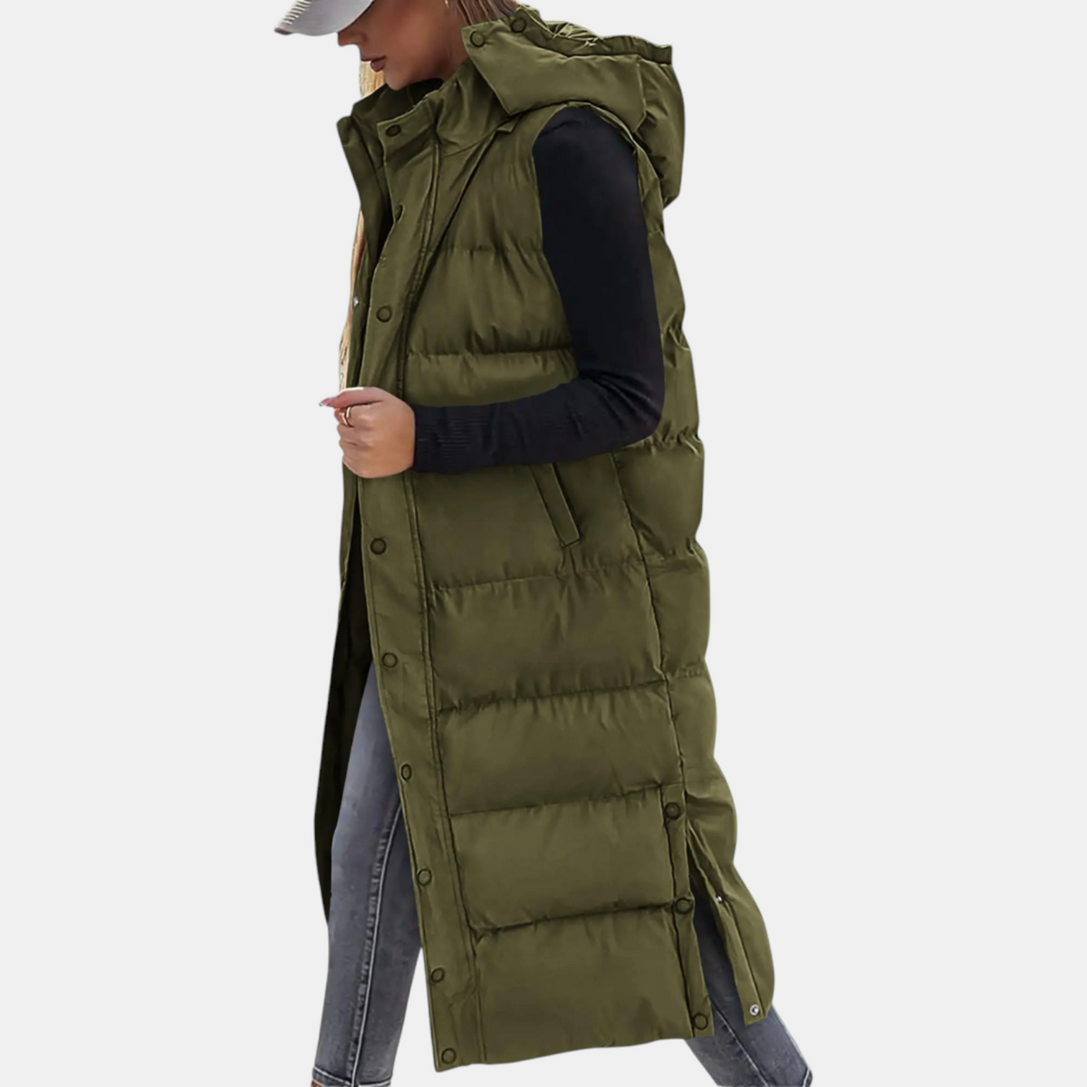 Women’s Quilted Hooded Longline Puffer Vest