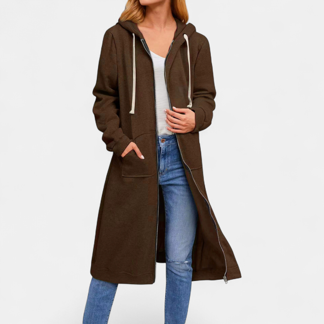 BRIXLEY – Relaxed Zip-Up Longline Cardigan