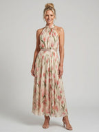 Aurelle Halter Neck Floral Midi Dress