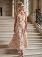 Aurelle Halter Neck Floral Midi Dress