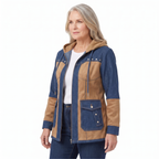 Adriana | Navy and camel hooded vest