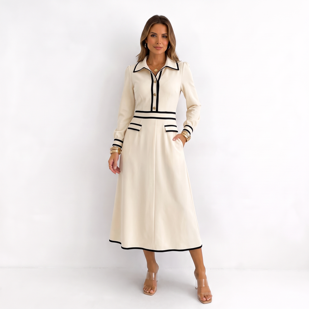 Aderyn | Tailored Midi Dress With Button Details