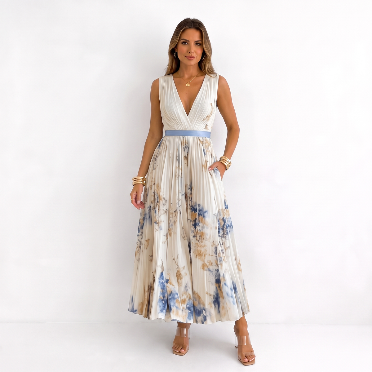 Rowella | Elegant Pleated Maxi Dress
