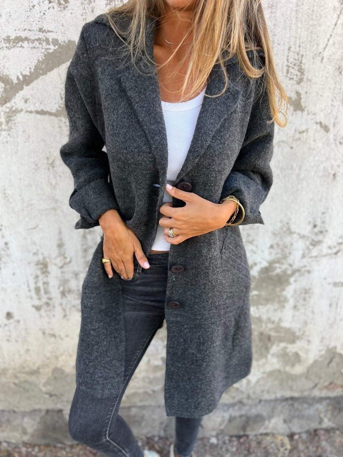 GWENDOLEN | LAPEL COLLAR BUTTON-FRONT COAT
