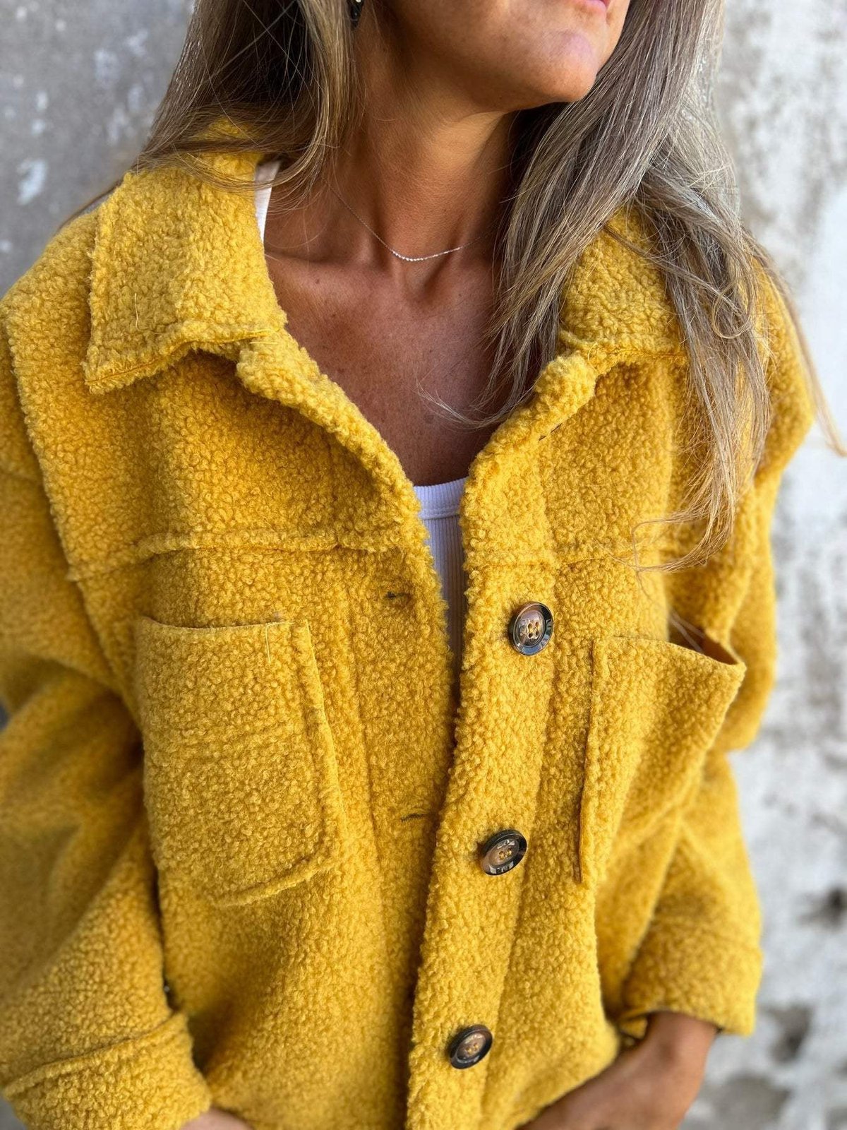 Emma – Button-Front Sherpa Jacket