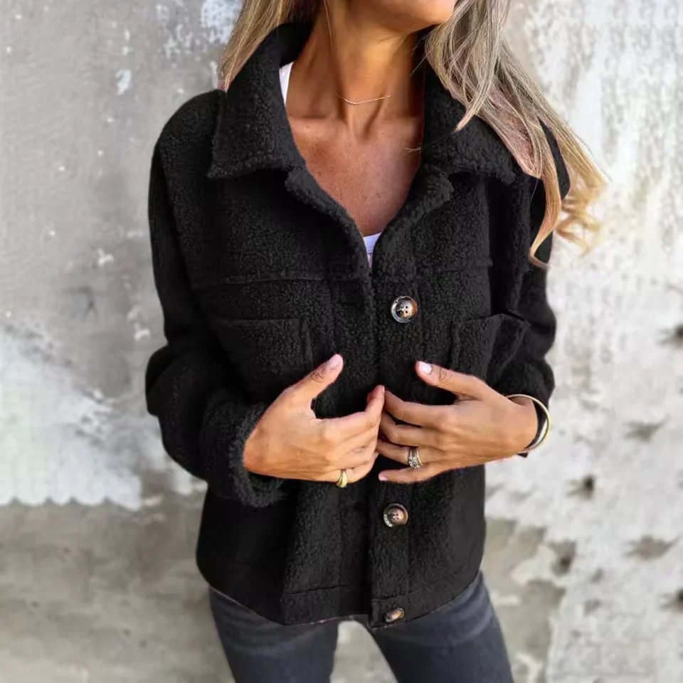 Emma – Button-Front Sherpa Jacket