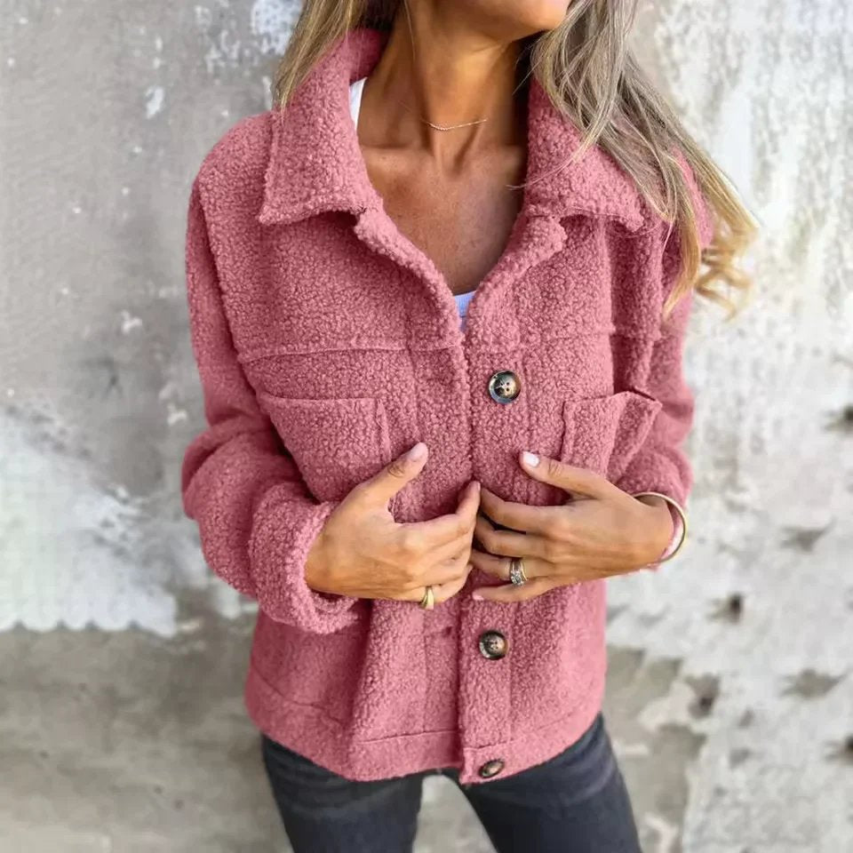 Emma – Button-Front Sherpa Jacket