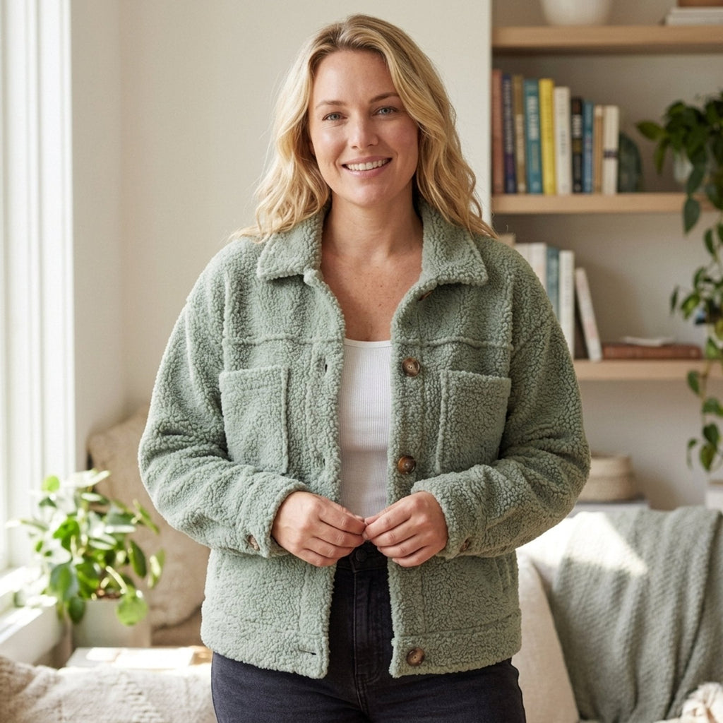 Emma – Button-Front Sherpa Jacket